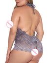 Plus Size Sexy Lace Backless Bodysuit