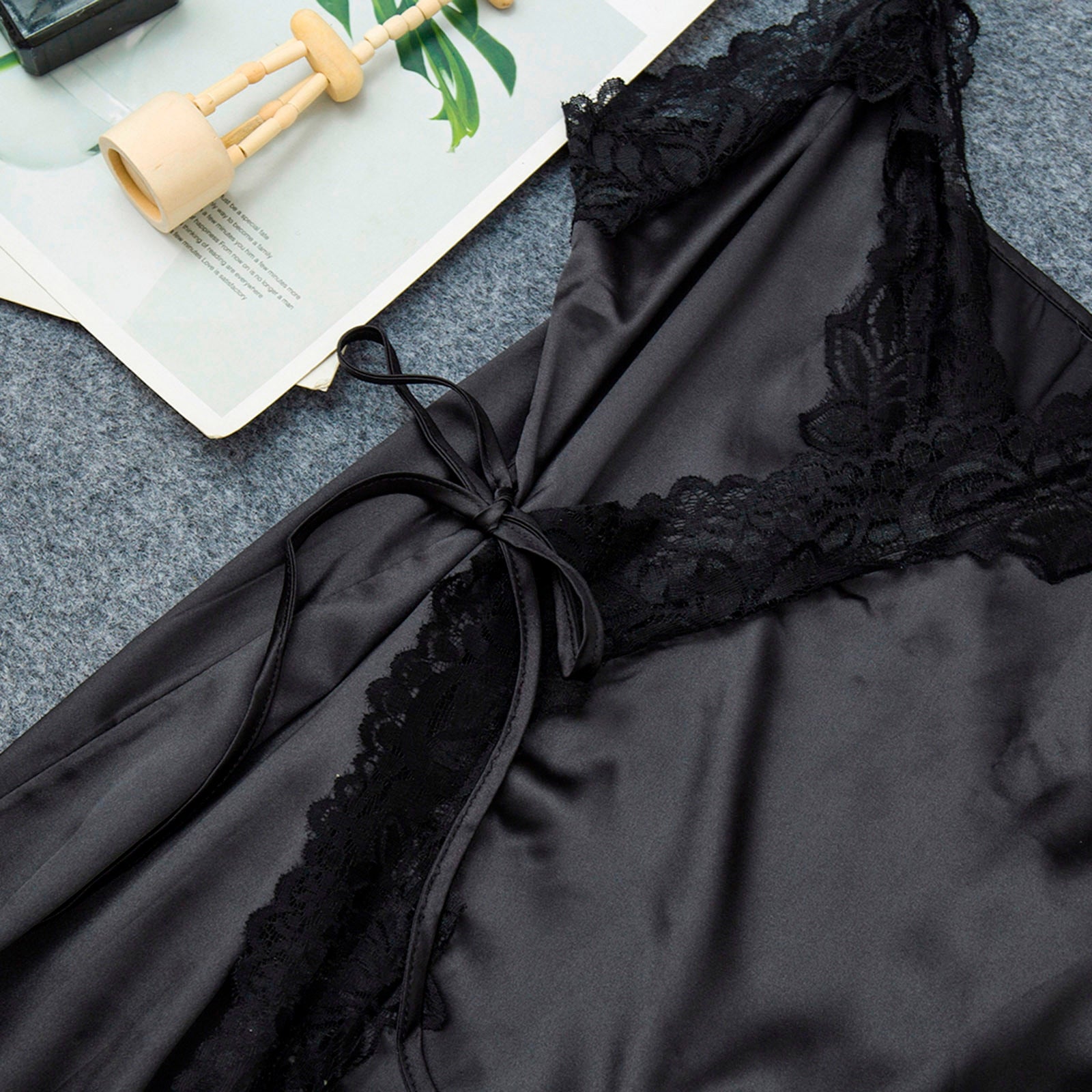 Silk Satin Lace Robe Nightdress