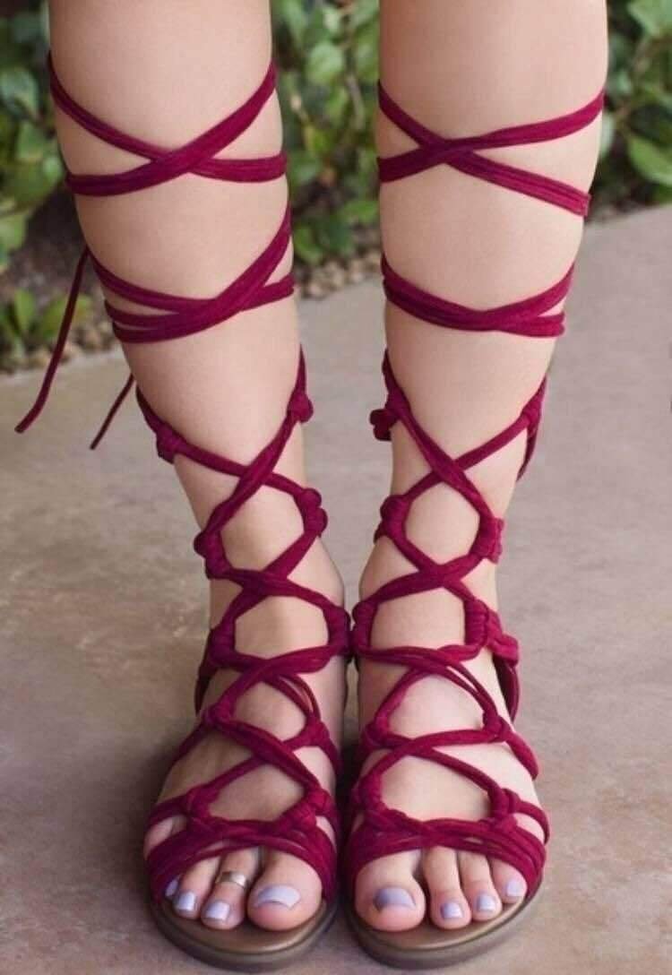 Bandage Knee High Flat Sandals