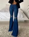 high Waist Butt-lifting Ripped Flared Pants
