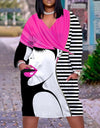 Cute Long Sleeve Printed pullover dress