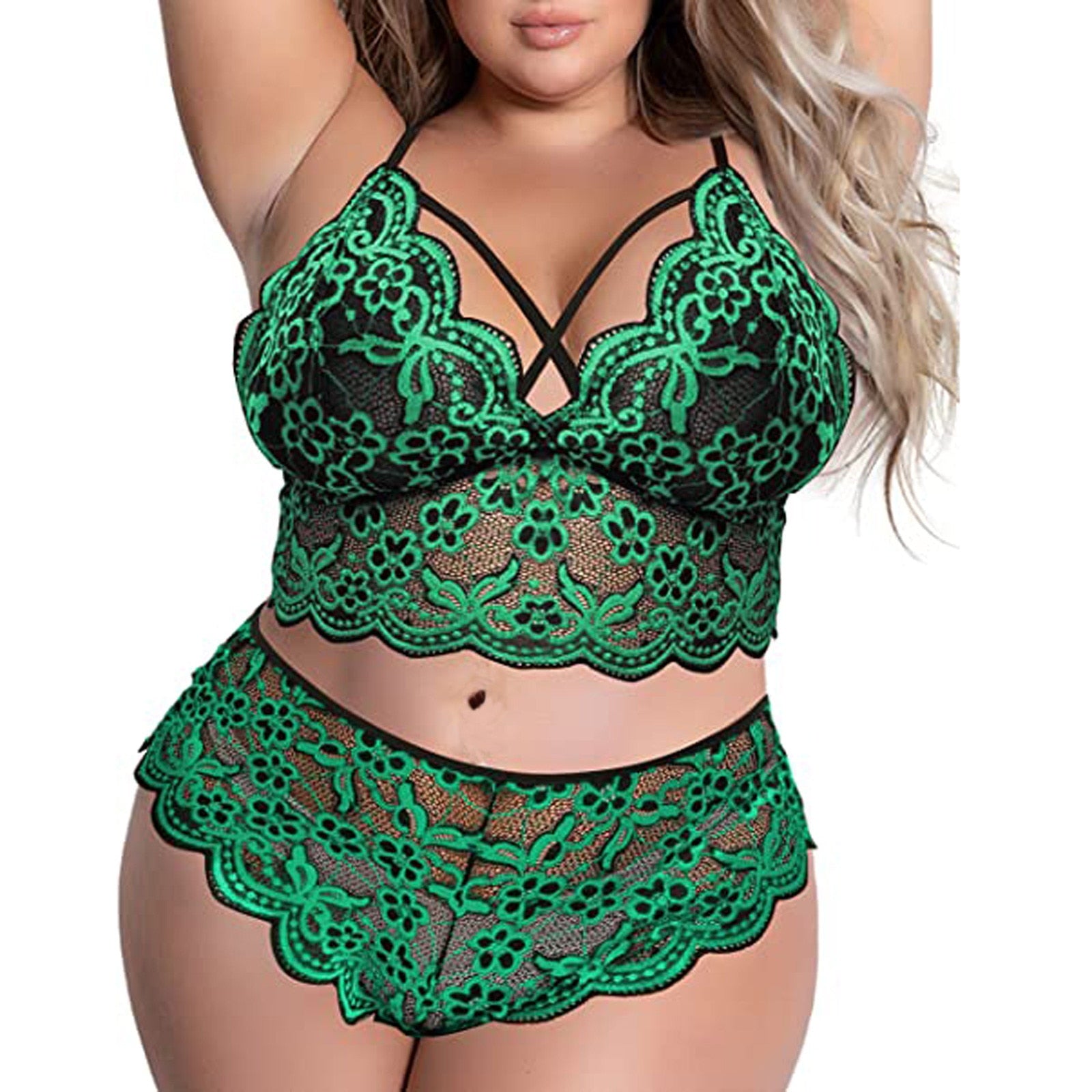 Sexy Plus Size Bra and panties Two Piece Set