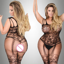 Cargar imagen en el visor de la galería, Plus Size Erotic Fishnet Sexy Lace Transparent Bodysuit
