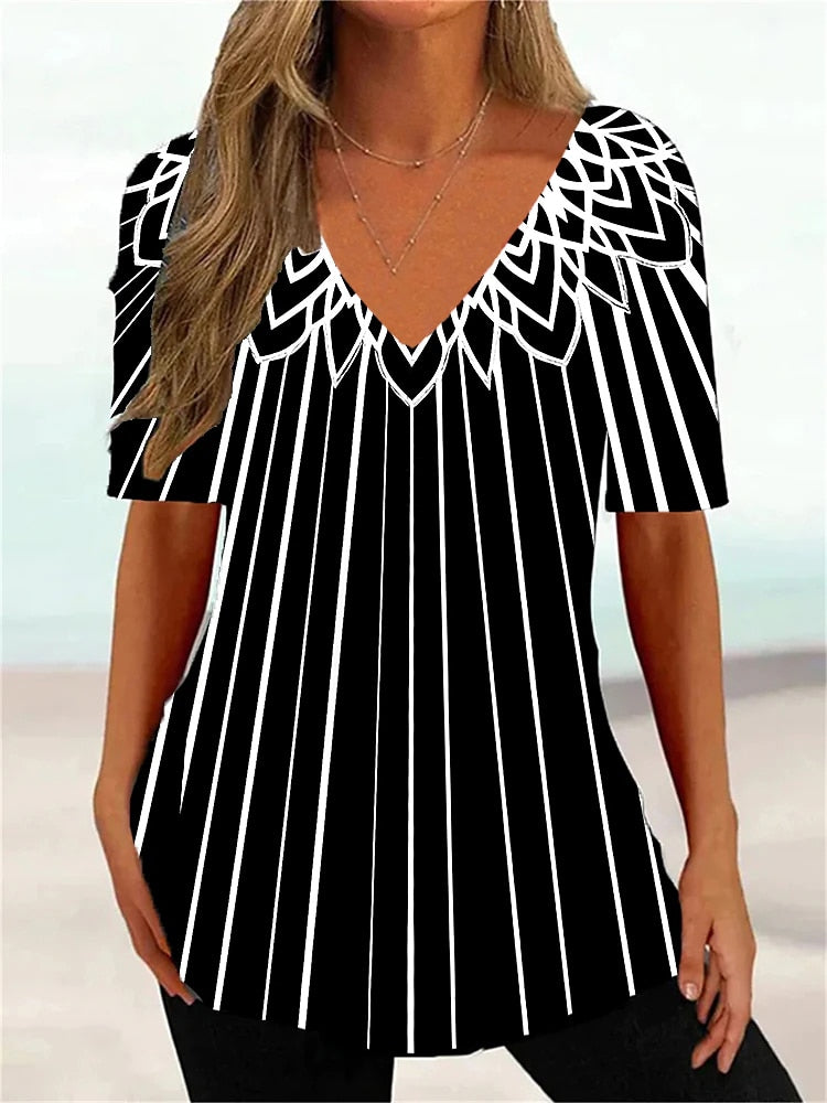 Simple 3d Fashion V-neck T-shirt