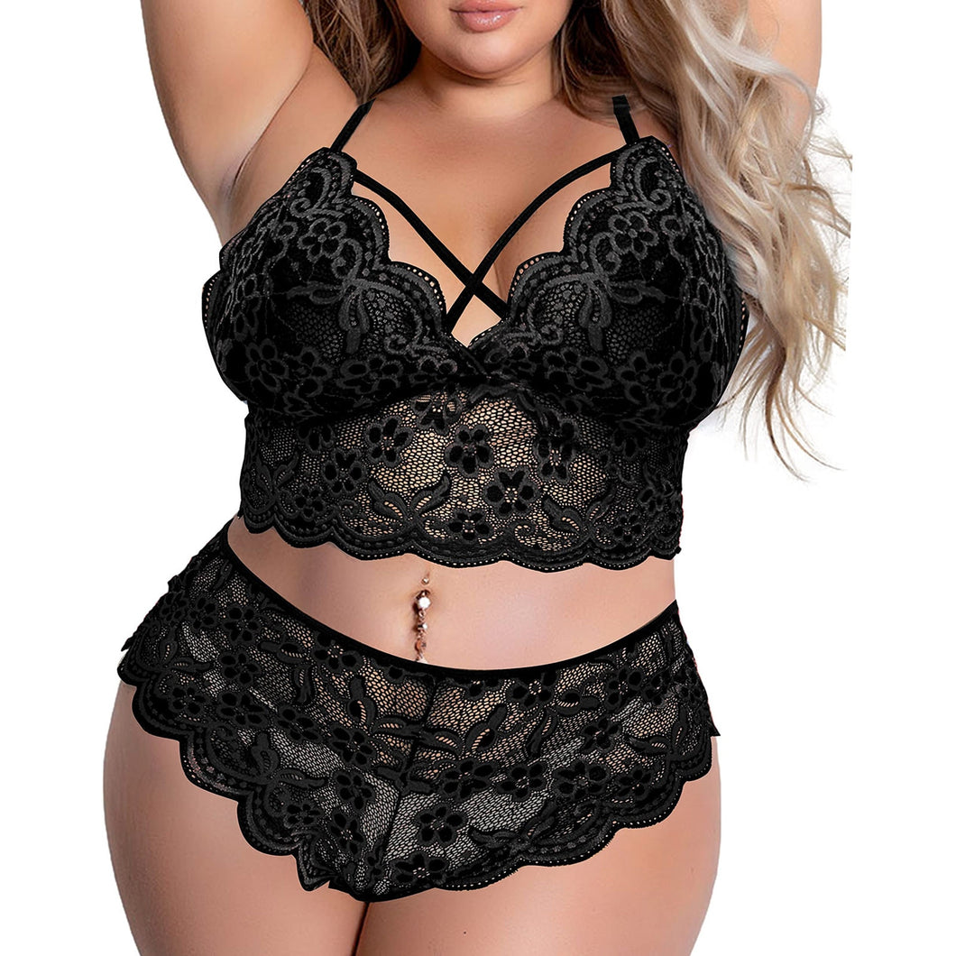 Sexy Plus Size Bra and panties Two Piece Set