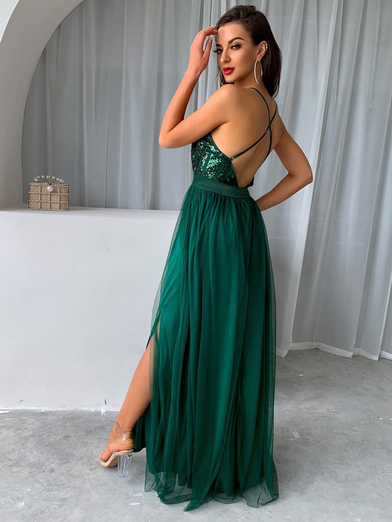 2003 Backless V-neck Maxi Dress