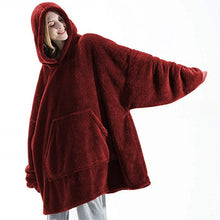 Load image into Gallery viewer, Oversized Warm Comfort Flannel Blanket with Sleeves
