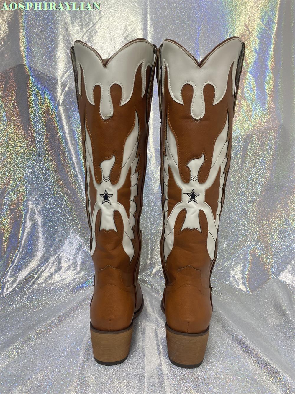 Brown Wings Western Cowboy Boots