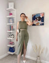 Two Piece Sleeveless Crop Top Summer Skirt