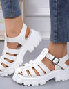 Band Cross-tied Platform Square Heel Shoes