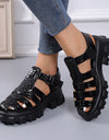 Band Cross-tied Platform Square Heel Shoes