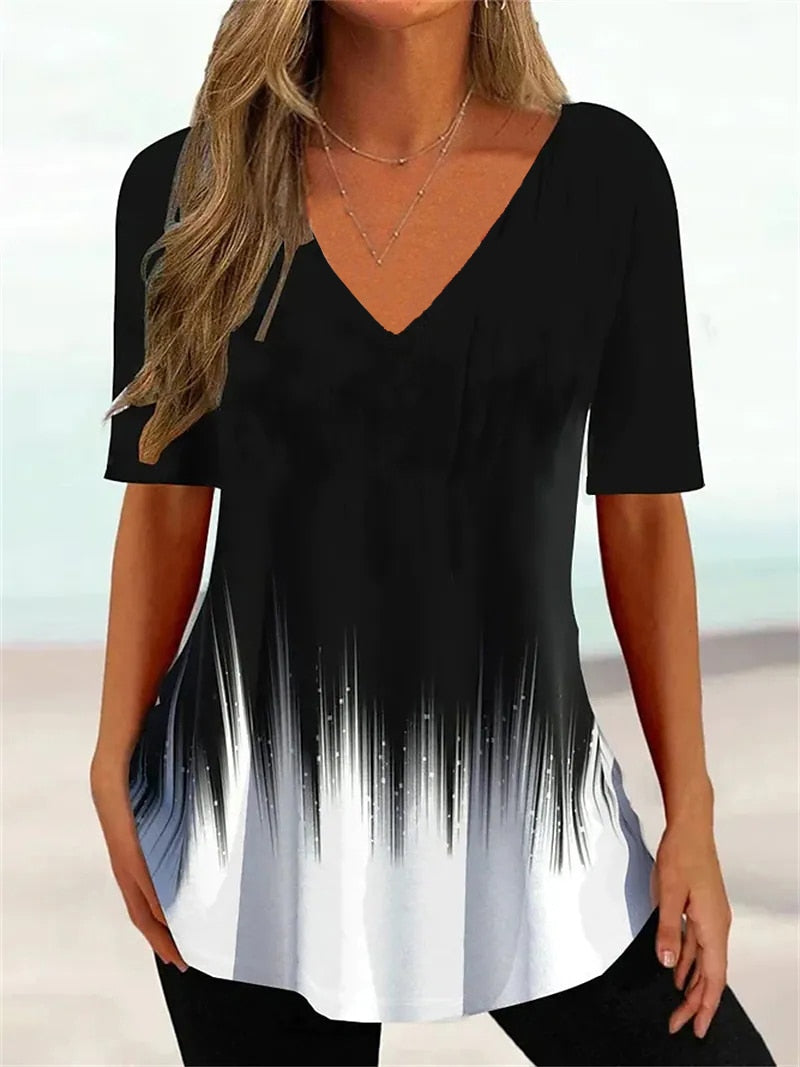 Simple 3d Fashion V-neck T-shirt