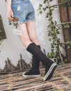 New Spring Canvas High Top Long Boots Lace-Up Sneakers