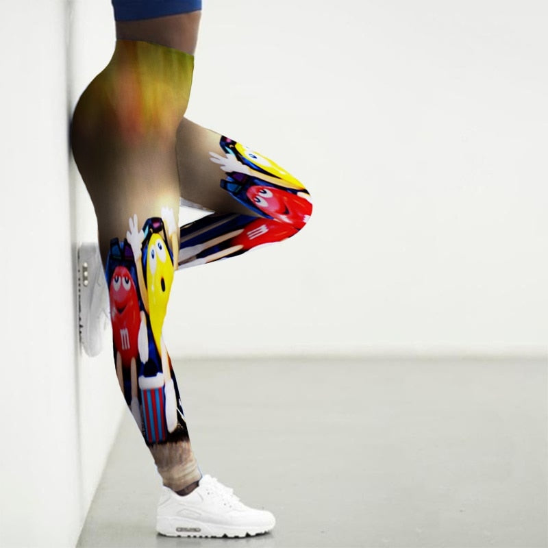 High Waist 3D Cartoon Printed Gym Yoga Leggings
