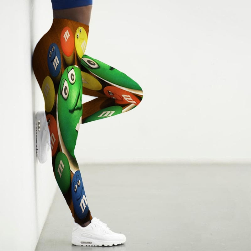 High Waist 3D Cartoon Printed Gym Yoga Leggings