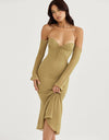 Chiffon Lace Up Halter Backless Mid-Calf Dress