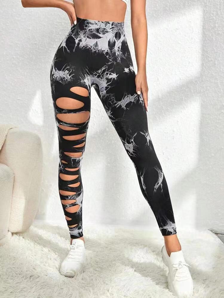 High Waist Tie Dye Hollow Out Sports/Gym Leggings