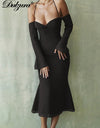 Chiffon Lace Up Halter Backless Mid-Calf Dress