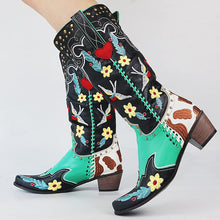 Load image into Gallery viewer, Mid Calf Western Cowgirl/cowboy Women Boots
