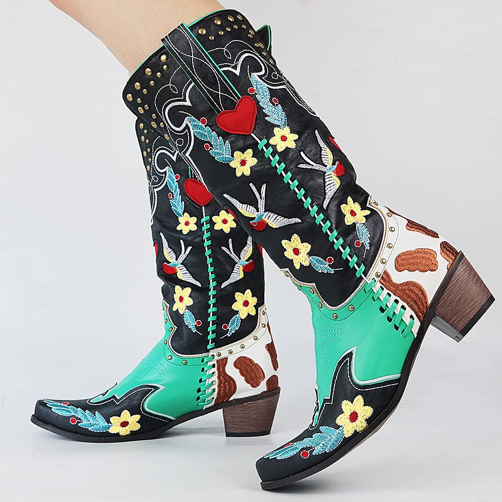 Mid Calf Western Cowgirl/cowboy Women Boots