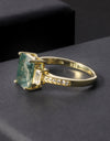 Unique 2.38Ct 7x9mm Octagon Cut Moss 925 Sterling Silver Women's Ring