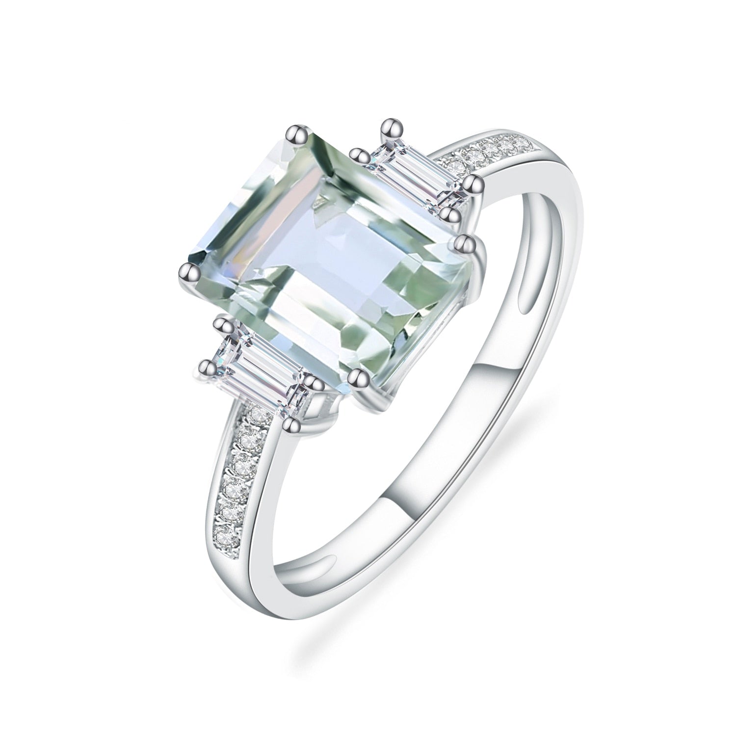 Unique 2.38Ct 7x9mm Octagon Cut Moss 925 Sterling Silver Women's Ring