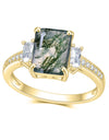 Unique 2.38Ct 7x9mm Octagon Cut Moss 925 Sterling Silver Women's Ring