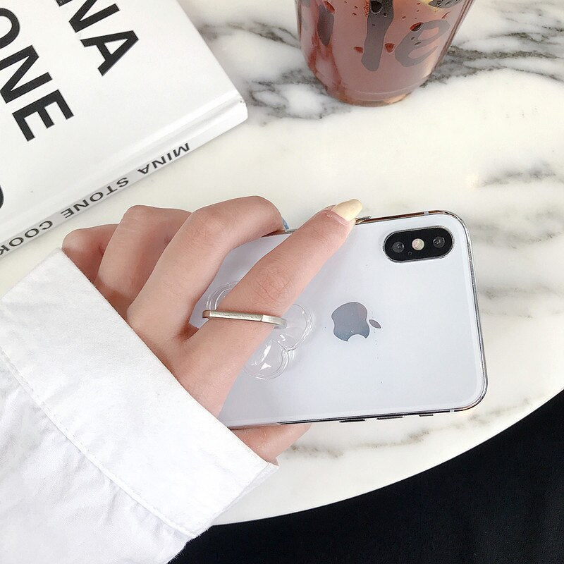 Transparent 360°Rotation Finger Ring Holder Kickstand For Most Phones & Tablets