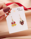 Fashion Green Red Color Star Ball Christmas Earring Women
