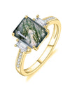 Unique 2.38Ct 7x9mm Octagon Cut Moss 925 Sterling Silver Women's Ring