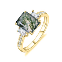 将图片加载到图库查看器，Unique 2.38Ct 7x9mm Octagon Cut Moss 925 Sterling Silver Women&#39;s Ring
