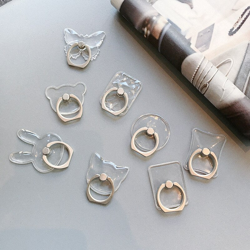 Transparent 360°Rotation Finger Ring Holder Kickstand For Most Phones & Tablets
