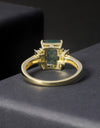 Unique 2.38Ct 7x9mm Octagon Cut Moss 925 Sterling Silver Women's Ring