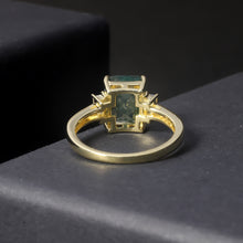 将图片加载到图库查看器，Unique 2.38Ct 7x9mm Octagon Cut Moss 925 Sterling Silver Women&#39;s Ring
