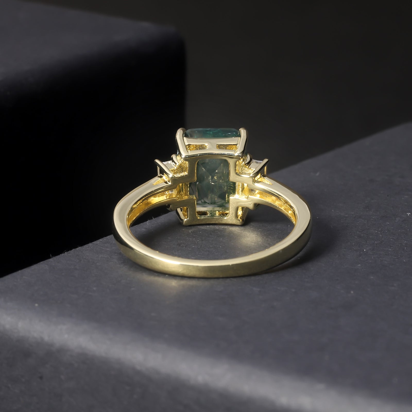 Unique 2.38Ct 7x9mm Octagon Cut Moss 925 Sterling Silver Women's Ring