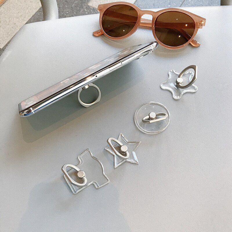 Transparent 360°Rotation Finger Ring Holder Kickstand For Most Phones & Tablets