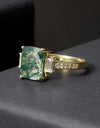 Unique 2.38Ct 7x9mm Octagon Cut Moss 925 Sterling Silver Women's Ring
