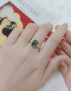 Unique 2.38Ct 7x9mm Octagon Cut Moss 925 Sterling Silver Women's Ring