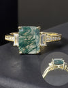 Unique 2.38Ct 7x9mm Octagon Cut Moss 925 Sterling Silver Women's Ring