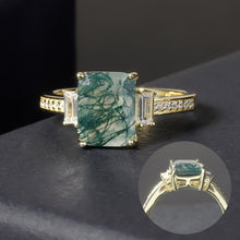 Load image into Gallery viewer, Unique 2.38Ct 7x9mm Octagon Cut Moss 925 Sterling Silver Women&#39;s Ring
