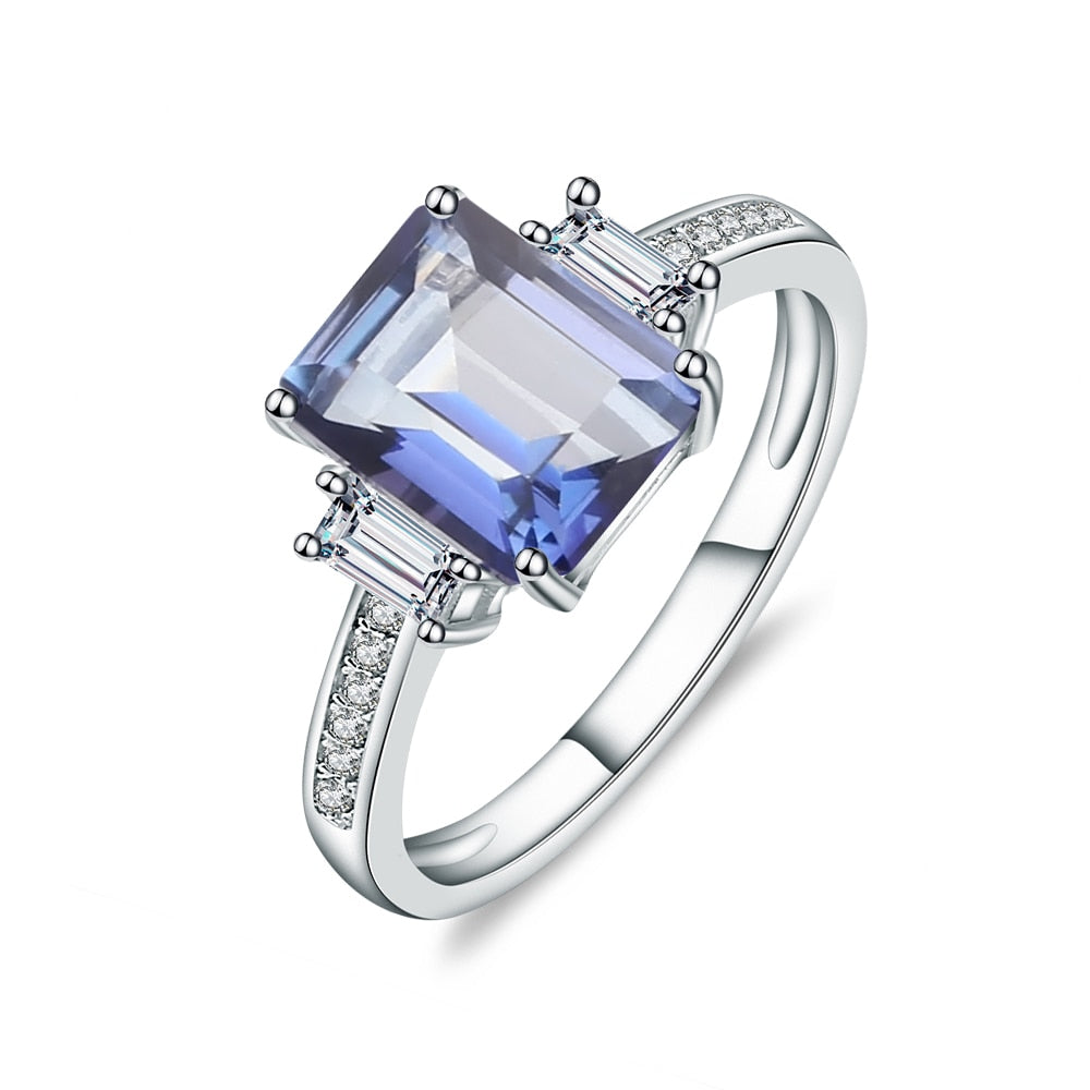 Unique 2.38Ct 7x9mm Octagon Cut Moss 925 Sterling Silver Women's Ring