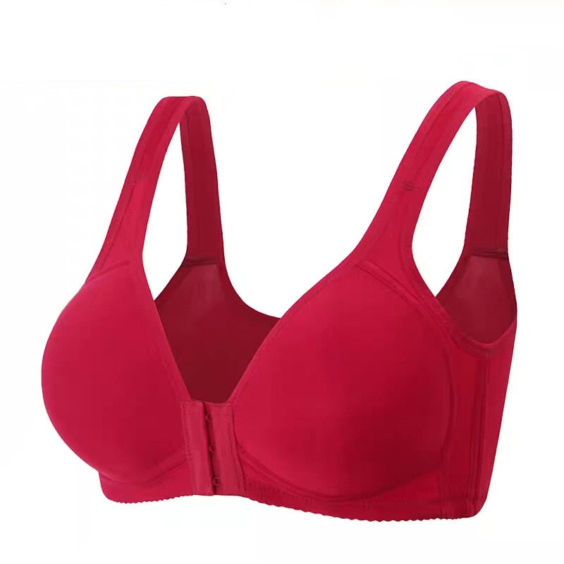 Front Closure Solid Color Wireless Bra