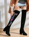 Over Knee Embroidered Thigh Boots
