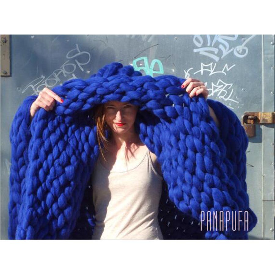 Thick knitted wool blanket