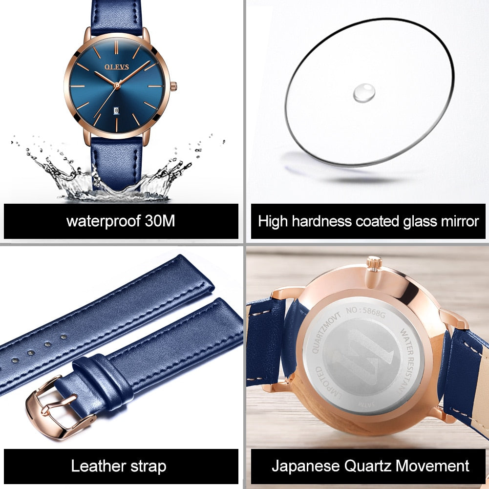 Casual Leather Quartz Women's Wristwatches