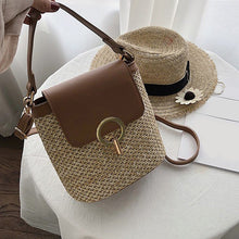 Load image into Gallery viewer, Cross body Shoulder Straw Bag
