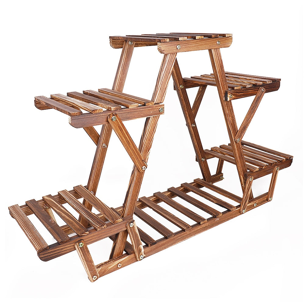 Triangle 6 -Tiered Indoor/Outdoor Wood Plant Stand