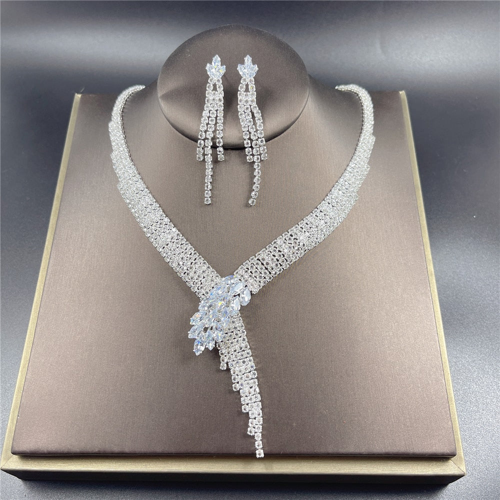 Silver Color Rhinestone Crystal Bridal Jewelry Sets