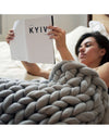 Thick knitted wool blanket