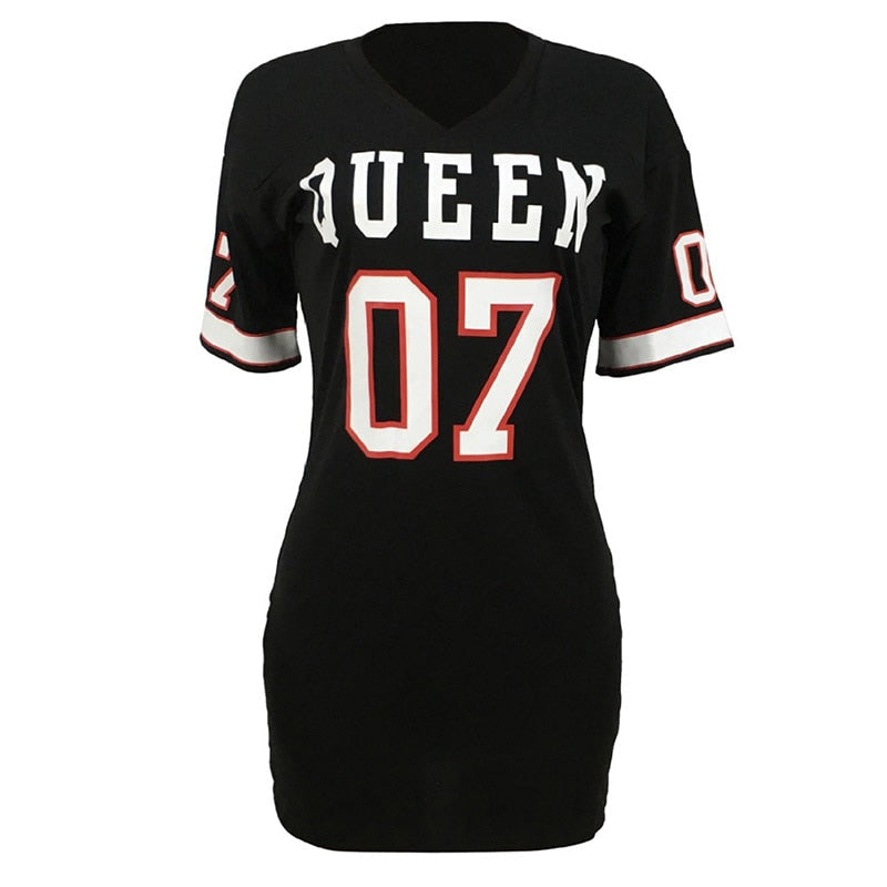 Queen Printed Long T Shirt Mini Dress